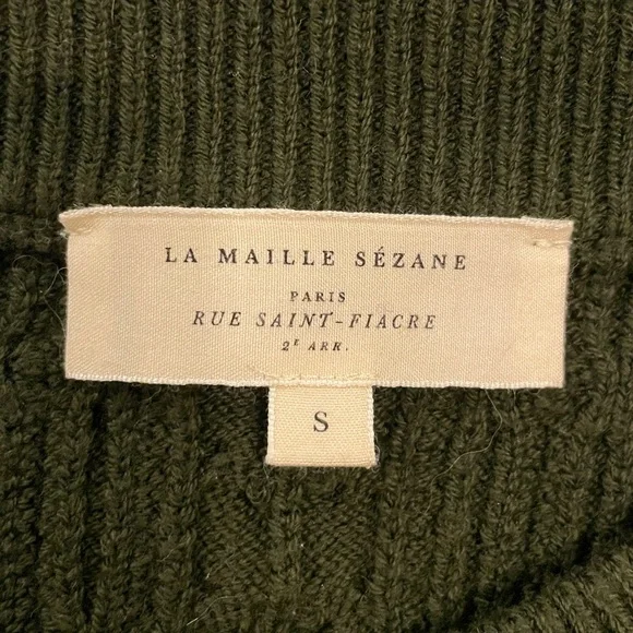 Sezane Dark Green Sweater Cardigan - Picture 7 of 8